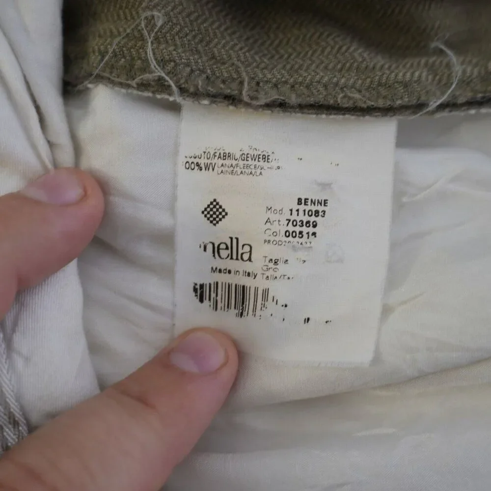 Zanella Nordstrom Bennett Tan Tweed‎ Wool Herringbone Mid Rise Dress Pants 34/29